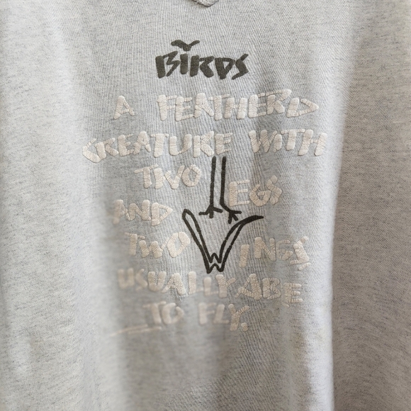 Vintage 90s Gray Birds Oversized Tunic Long Sweatshirt 1990s Preppy Graphic - Picture 2 of 7